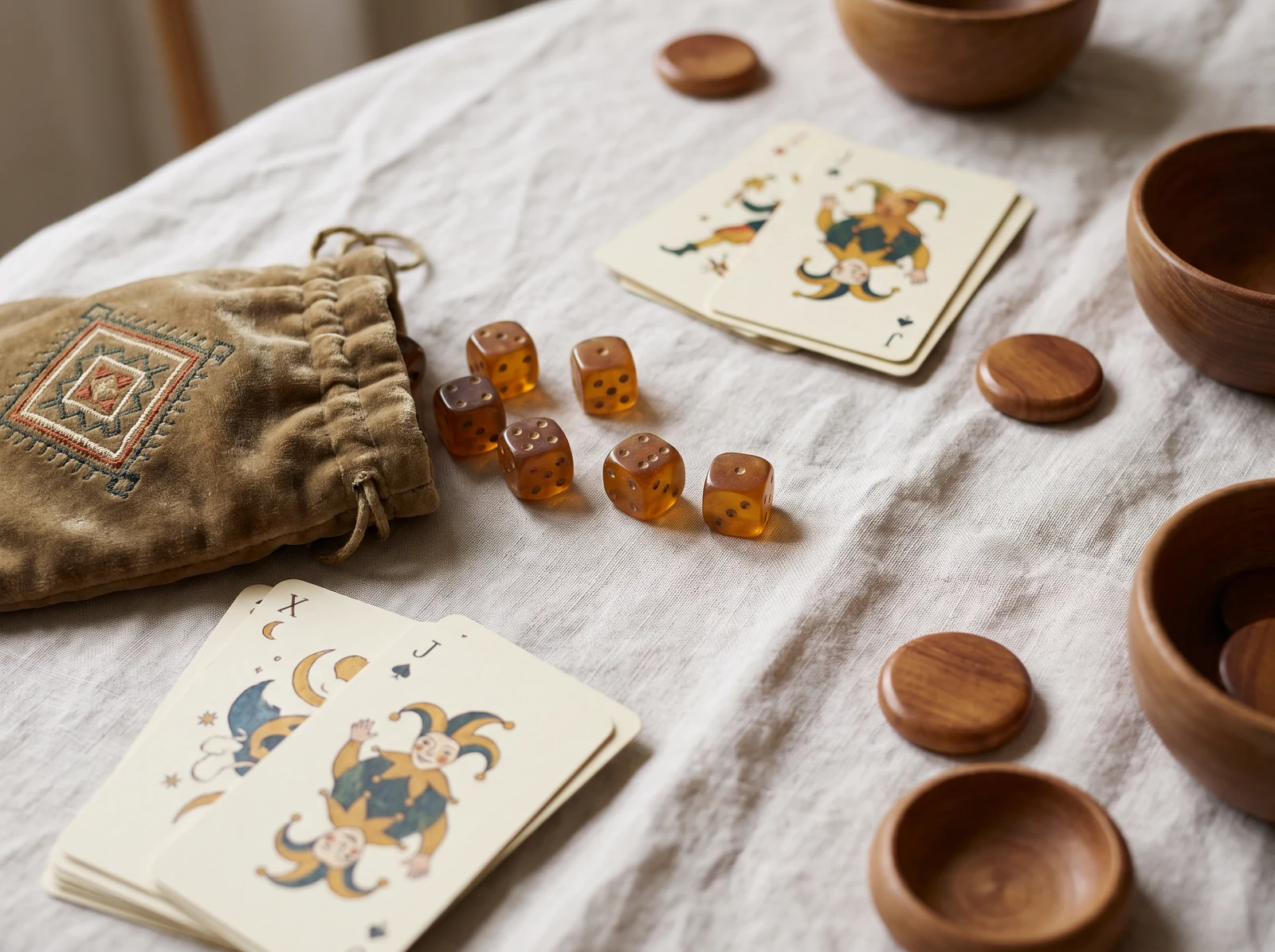 A tabletop still life of components