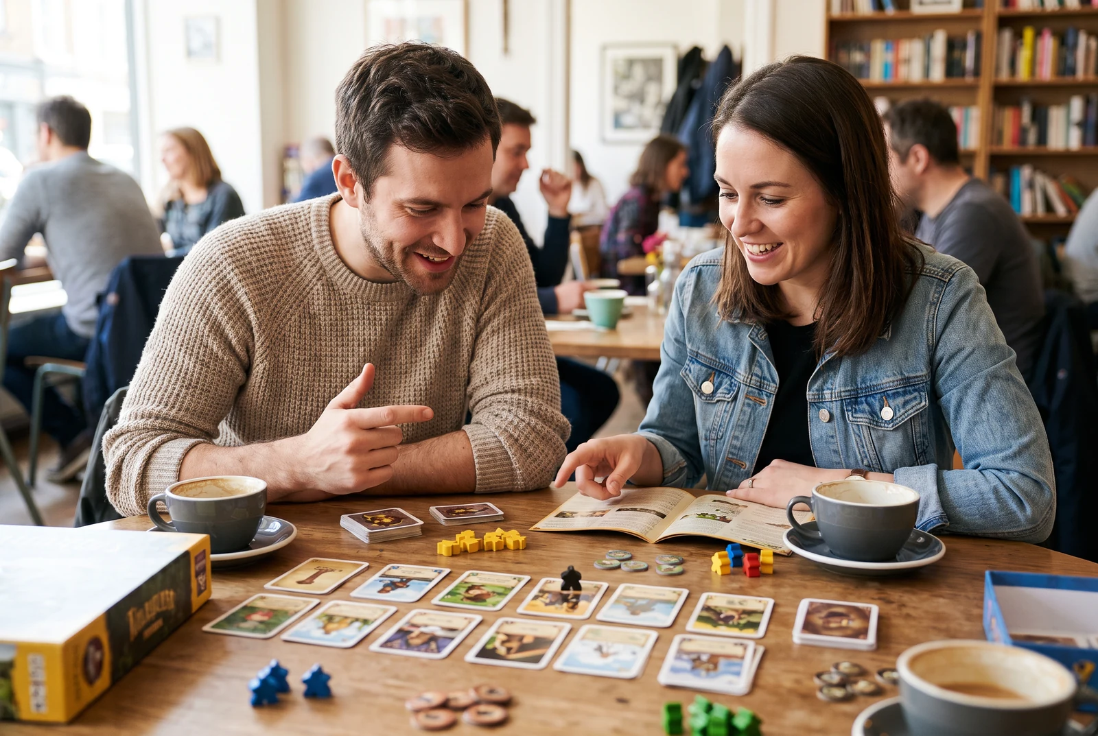 People learning a cooperative board game